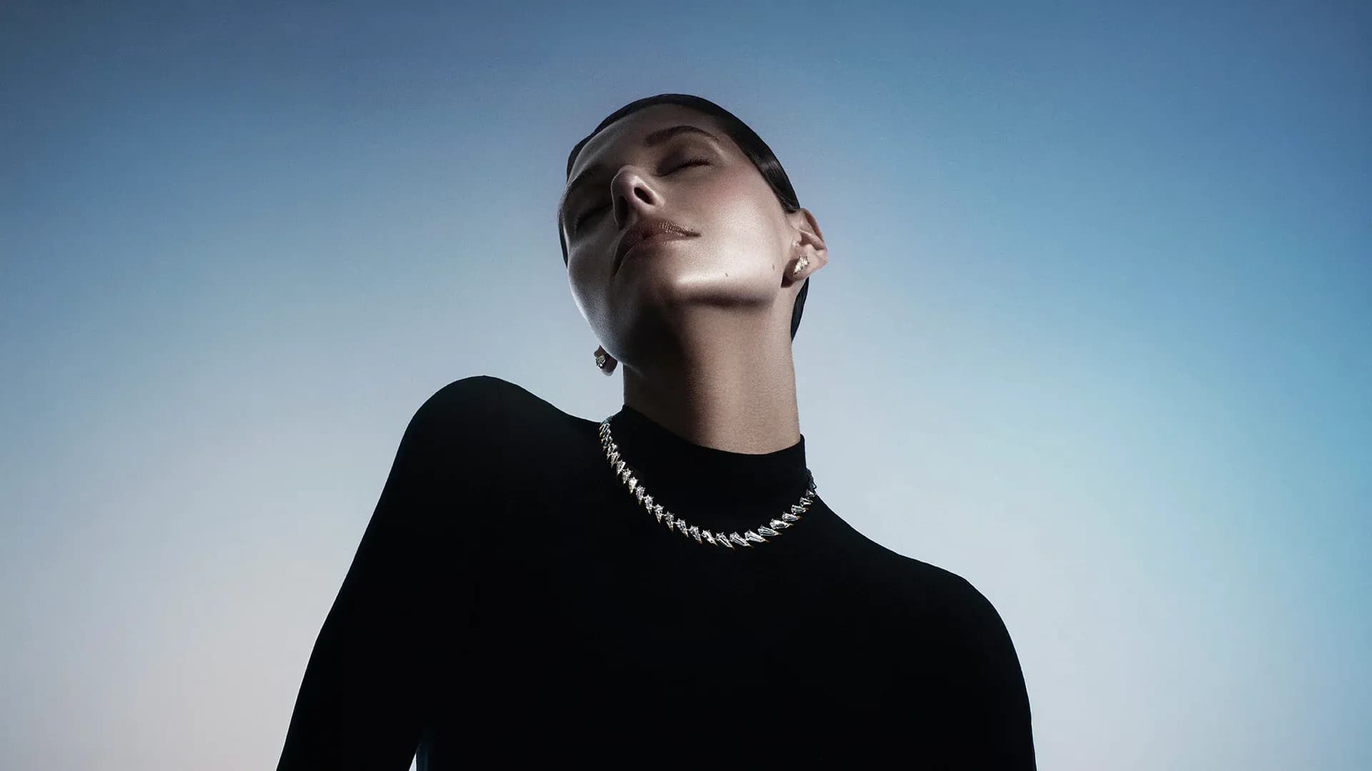 Model wearing Phoenix collection diamond necklace